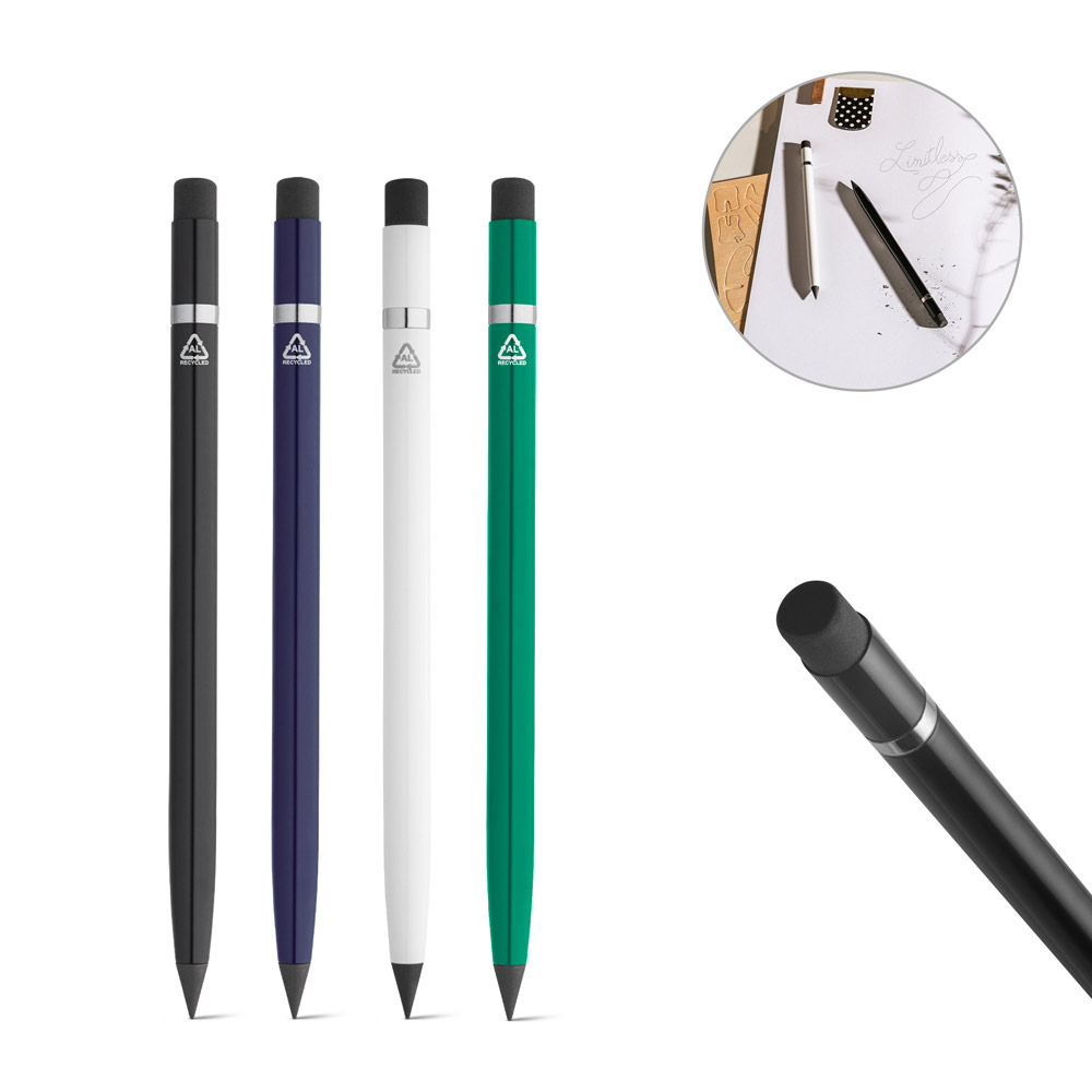 LIMITLESS. Caneta sem tinta em alumínio 100% reciclado com tampa protetora