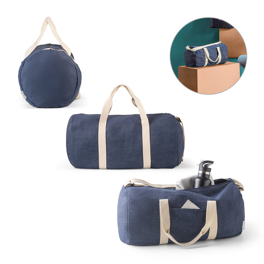 DENIM BAG. Sacola esportiva ou viagem em denim reciclado 25 L (300 g/m²)