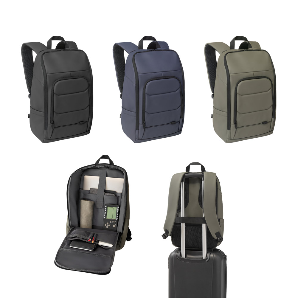 TOULON. Mochila para notebook (16") em poliéster reciclado 600D de alta densidade, com revestimento resistente à água (19 L)