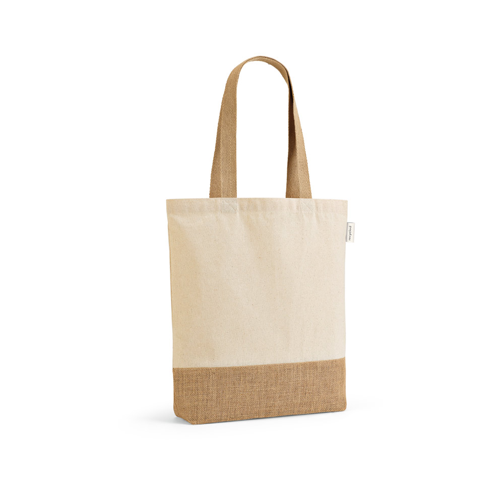 MALDIVAS. Sacola em 70% algodão reciclado e 30% poliéster reciclado (180 g/m²) com base em juta