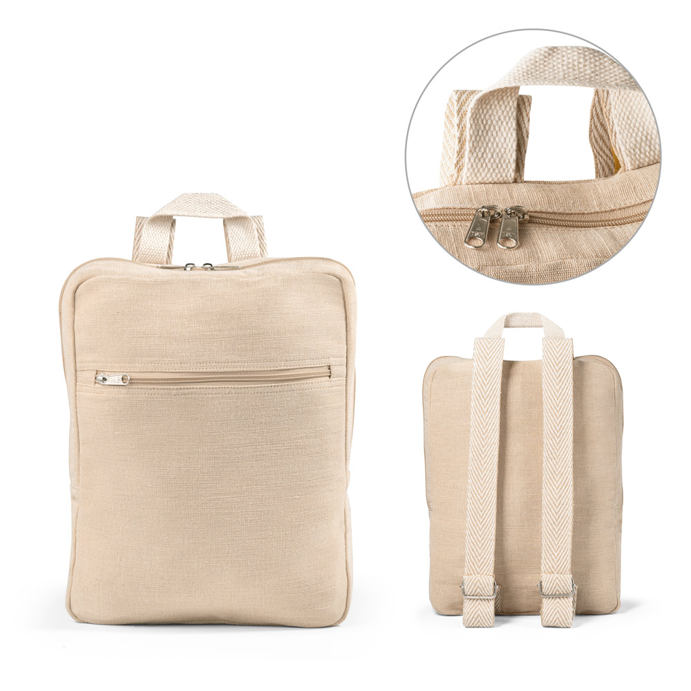 MARBELLA. Mochila em juco (mistura de algodão e juta, 275 g/m²) 7 L
