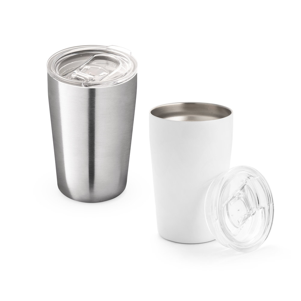 SLIDER. Copo de viagem térmico para sublimação em aço inox, de parede dupla isolada a vácuo (380 mL)