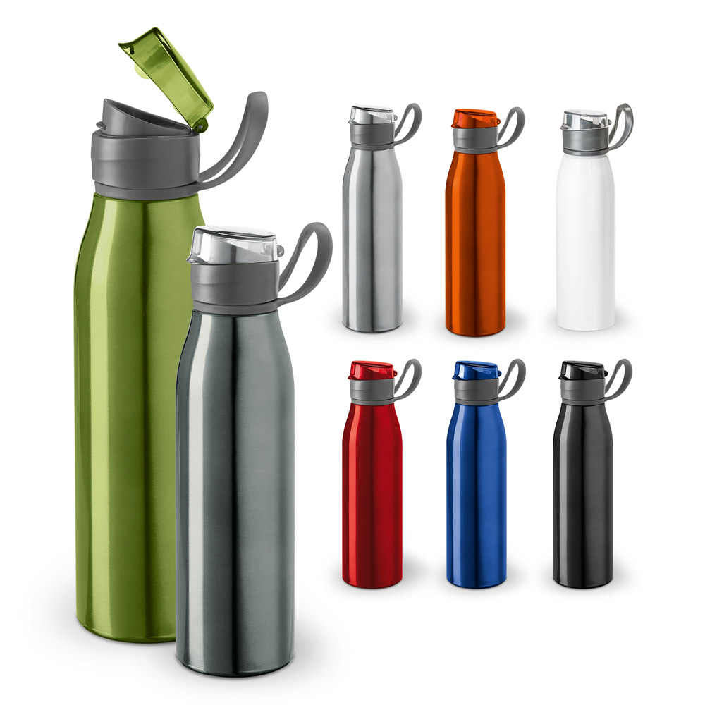 KORVER. Squeeze em alumínio com tampa flip flop em AS e PP (650 mL)