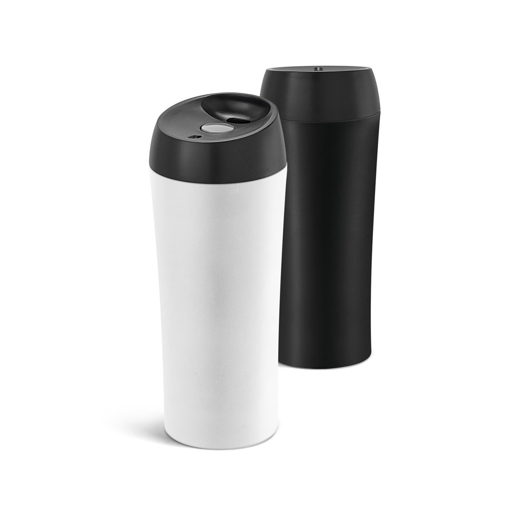 MONARDA. Copo de viagem térmico em aço inox de parede dupla isolada a ar (470 mL)