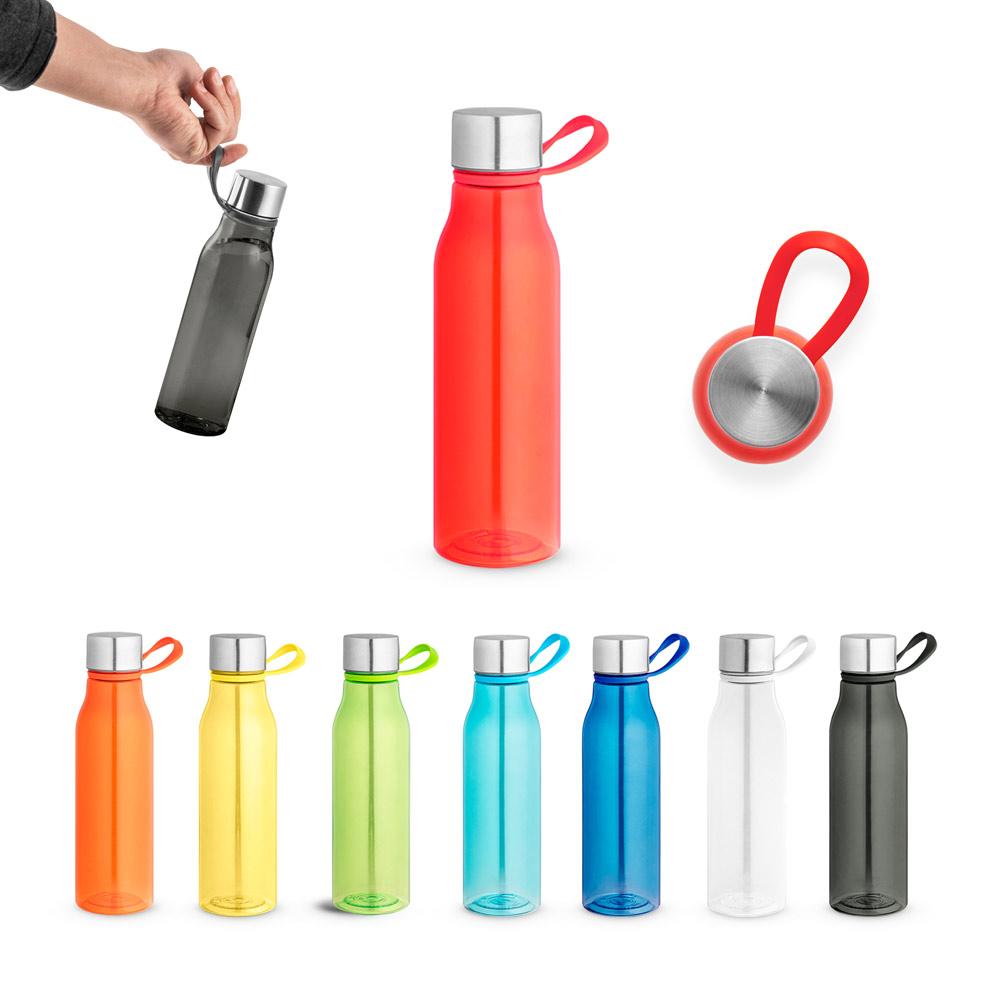 SENNA. Squeeze em PET 100% reciclado com alça de silicone (590 mL)