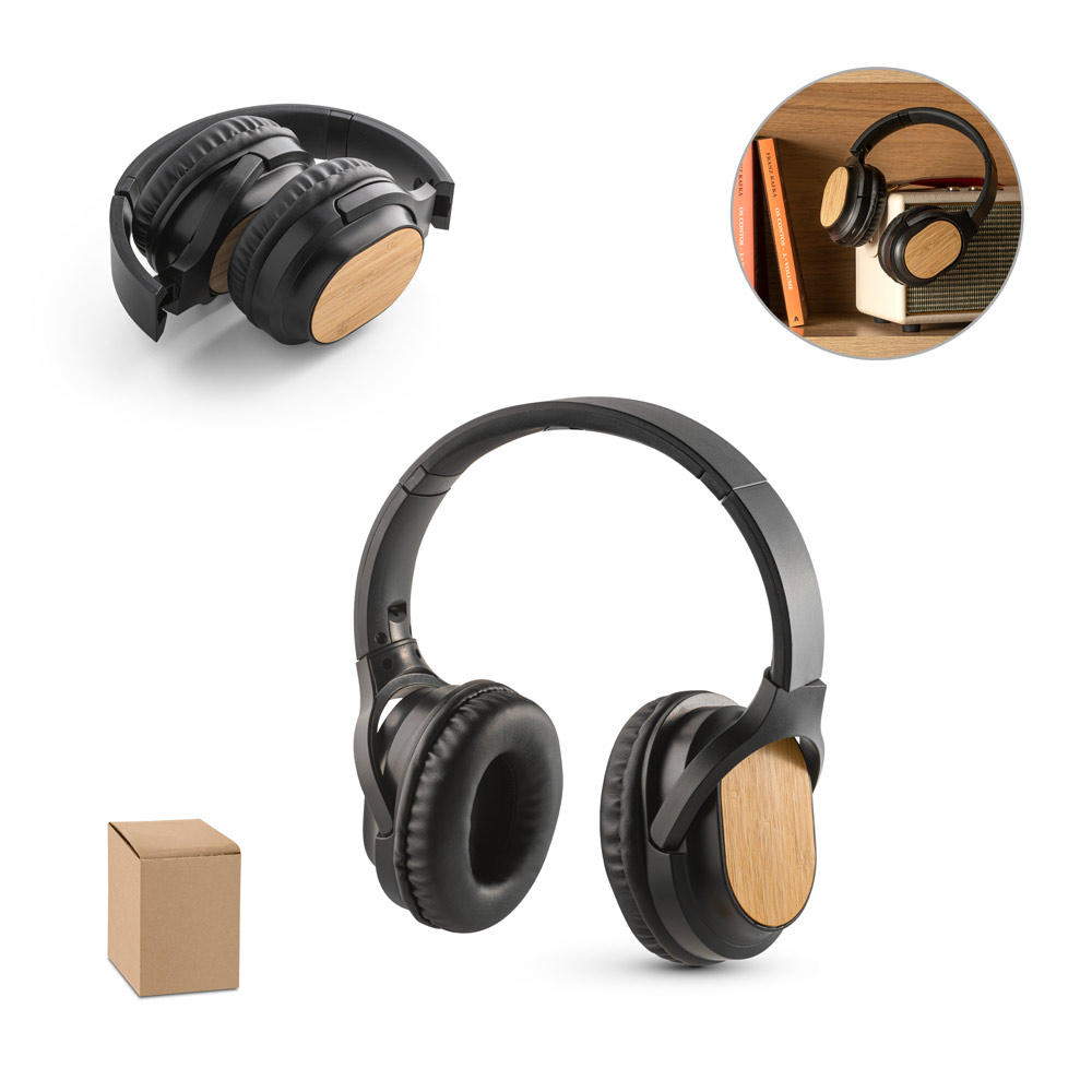 GOULD. Fone de ouvido wireless com autonomia de 5h (400 mAh), em bambu e ABS