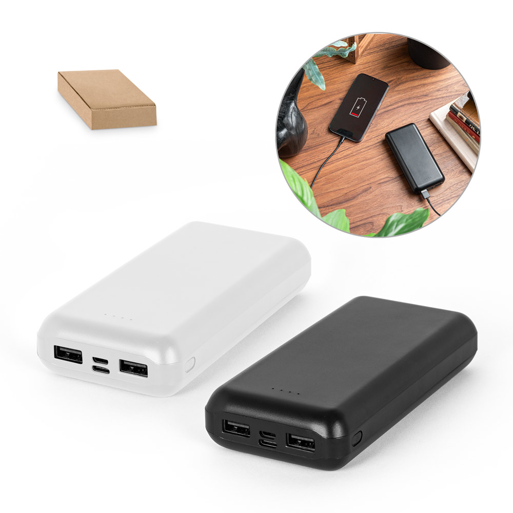 LEAKEY 20. Bateria portátil em ABS 100% reciclado (20'000 mAh)