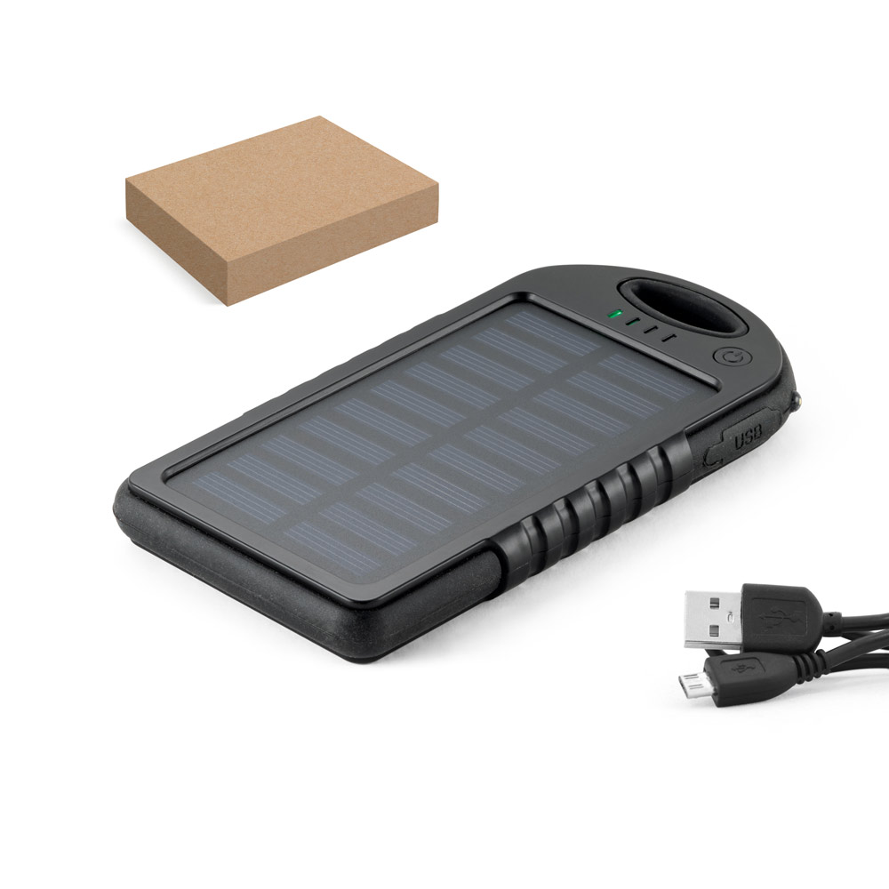 DAY. Bateria portátil solar com painel solar e LED em ABS (2'000 mAh)