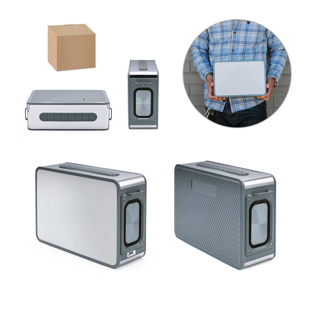 JOUNCER. Caixa de som com microfone e autonomia de 7h (5'200 mAh), em ABS 100% reciclado